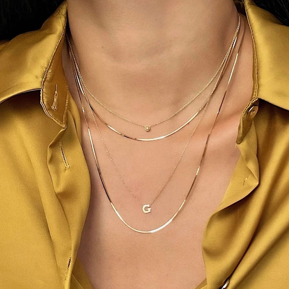 18k solid gold snake chain necklace